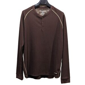 RealTree Thermal Shirt Mens XL Brown Henley Long Sleeve‎ Button Hunting Outdoor